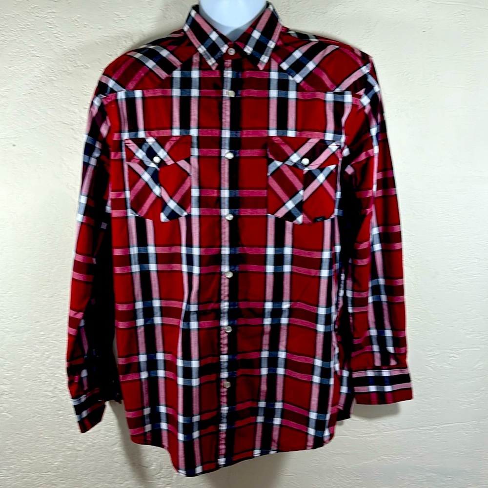 Marvelous Coastal Shirt Men L( Big Man) Pearl Snap Buttons Long Sleeve Shirt